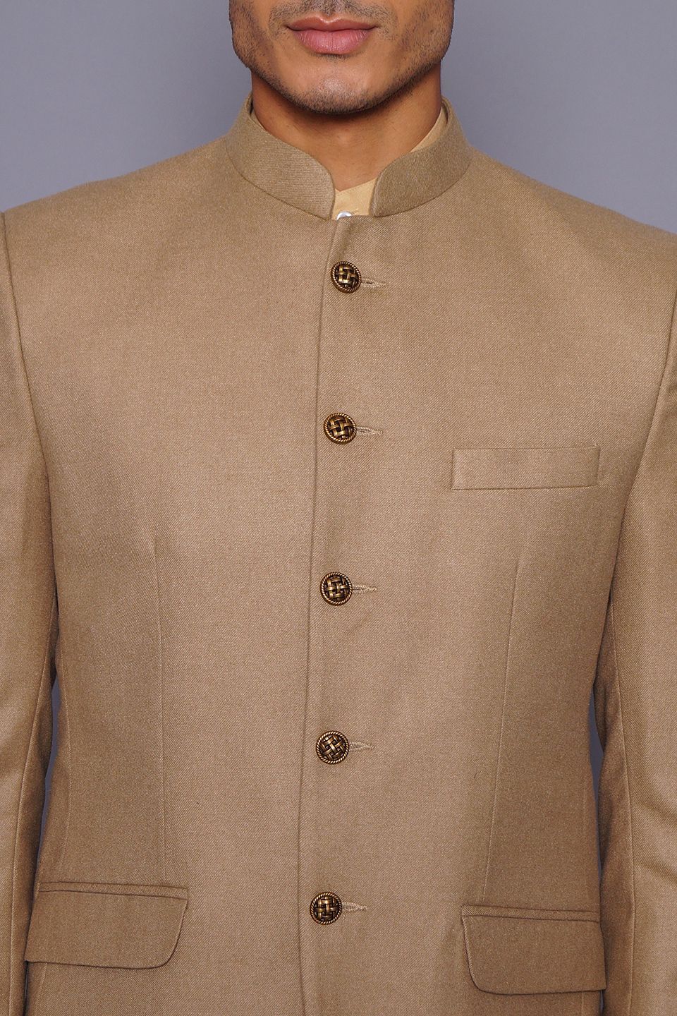 Wintage Men's Wool Casual and Festive Bandhgala Blazer : Beige