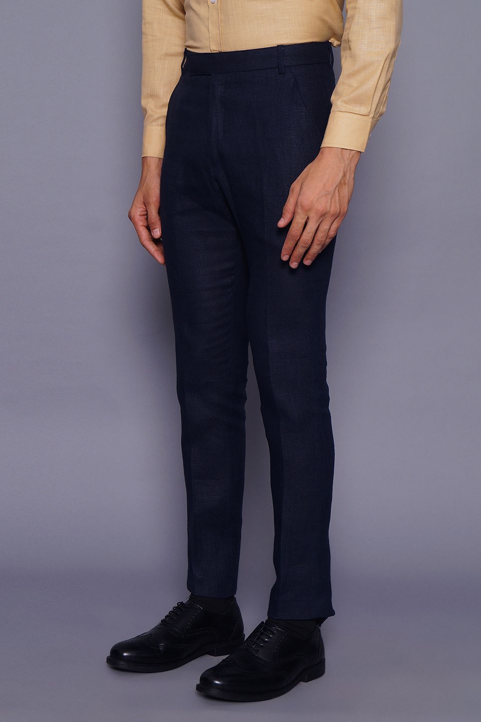 Wintage Men's Blue Regular Fit Pant 100% Linen 