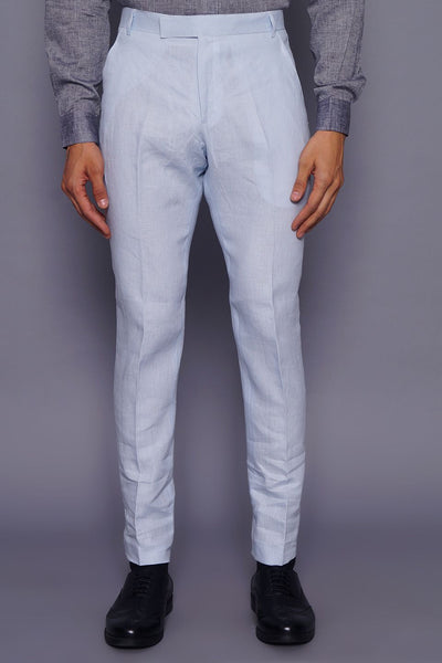Wintage Men's Sky Blue Regular Fit Pant 100% Linen 