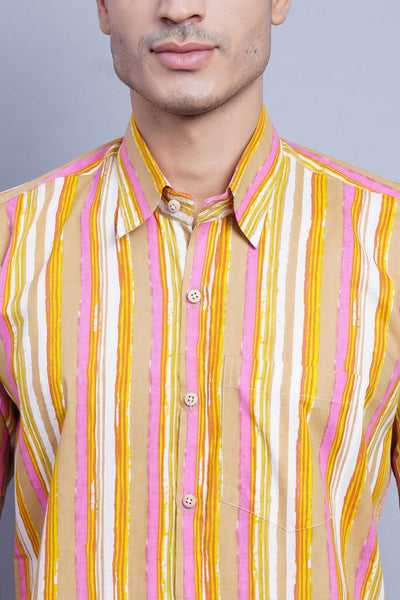 Wintage Men's Jaipur Cotton Tropical Hawaiian Batik Casual Shirt: Multicolor