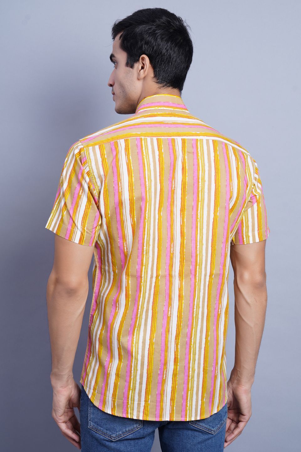 Wintage Men's Jaipur Cotton Tropical Hawaiian Batik Casual Shirt: Multicolor