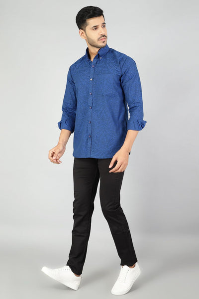 100% Premium Cotton Blue Printed Shirt