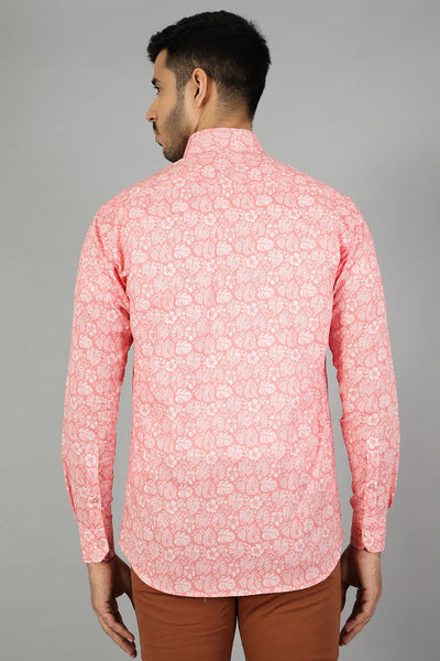 100% Premium Cotton Pink Printed Shirt