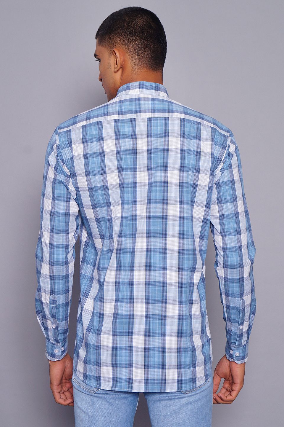 100% Premium Cotton Blue Check Shirt