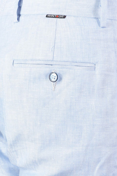 Double-Breasted Linen Sky Blue  Suit