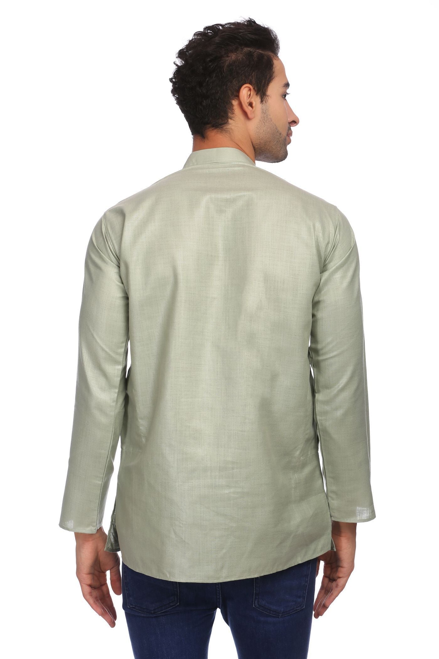 Cotton Silk Blend Grey Kurta Shirt