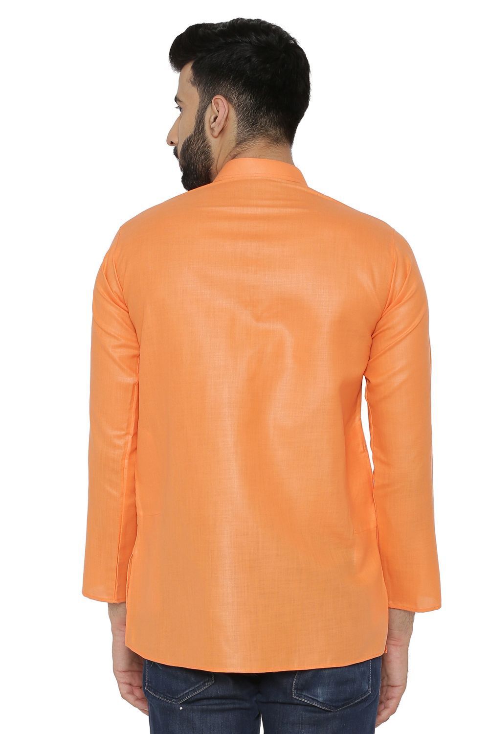 Cotton Silk Blend Orange Kurta Shirt