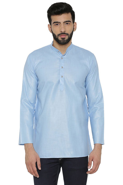 Cotton Silk Blend Blue Kurta Shirt