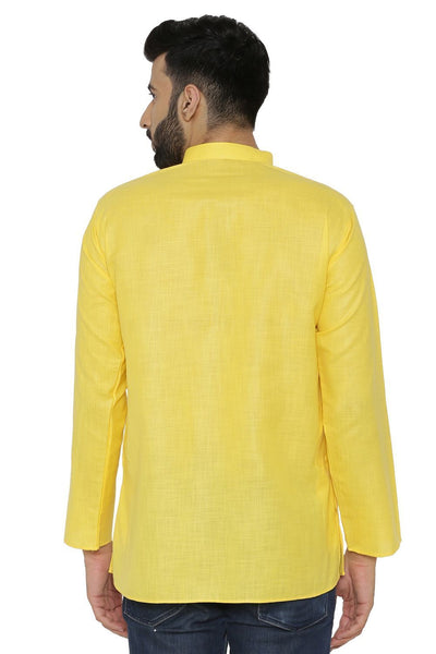 Cotton Silk Blend Yellow Kurta Shirt