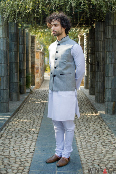 Rayon Grey Modi Nehru Jacket