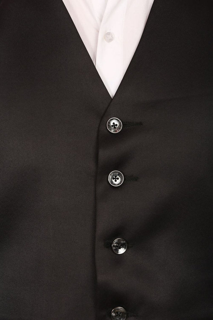 Wintage Men's Poly Blend Notched Lapel Black Tuxedo Vest