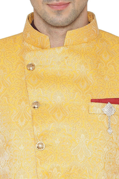Banarsi Rayon Cotton Yellow Bandhgala