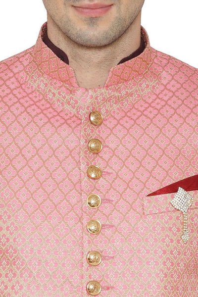 Banarsi Rayon Cotton Pink Bandhgala