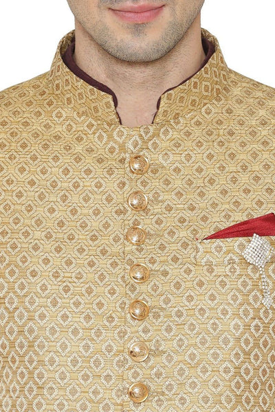 Banarsi Rayon Cotton Gold Bandhgala