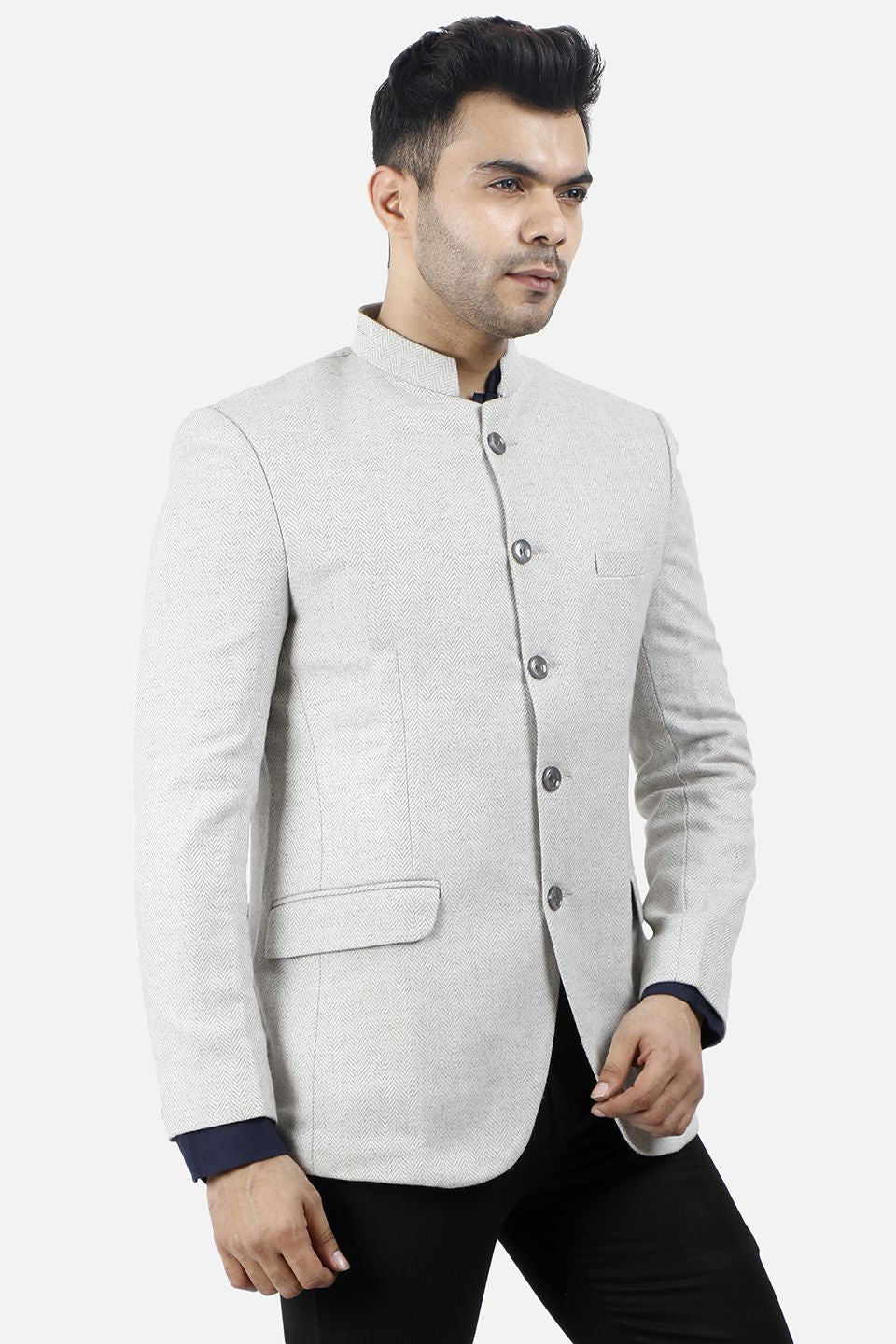 Wintage Men s Tweed Casual and Festive Blazer Coat Jacket Off White