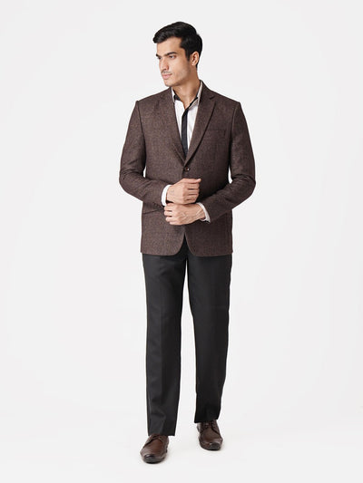 WINTAGE Men's Tweed Casual and Festive Blazer Coat Jacket: Dark Brown