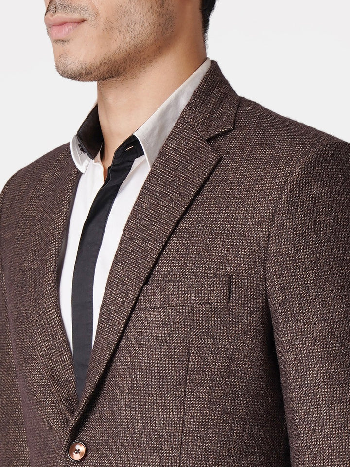 WINTAGE Men's Tweed Casual and Festive Blazer Coat Jacket: Dark Brown