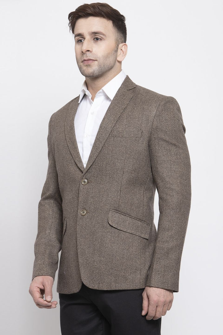 WINTAGE Men's Tweed Wool Casual and Festive Blazer Coat Jacket:Brown
