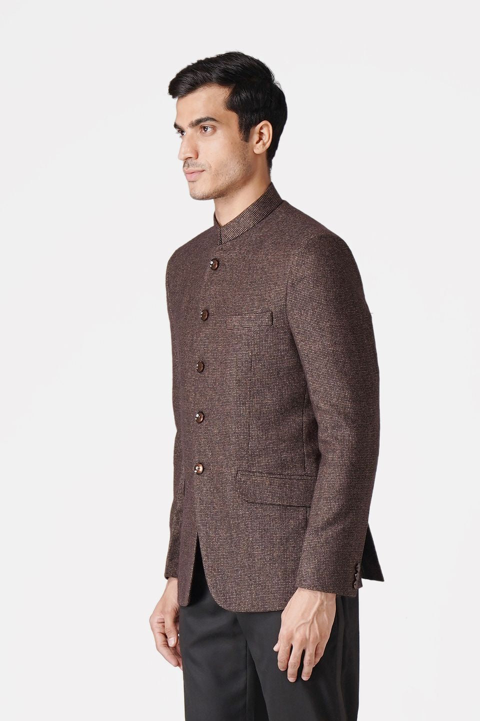 Wintage Men's Tweed Casual and Festive Blazer Coat Jacket: Dark Brown