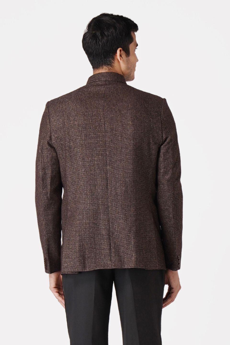 Wintage Men's Tweed Casual and Festive Blazer Coat Jacket: Dark Brown