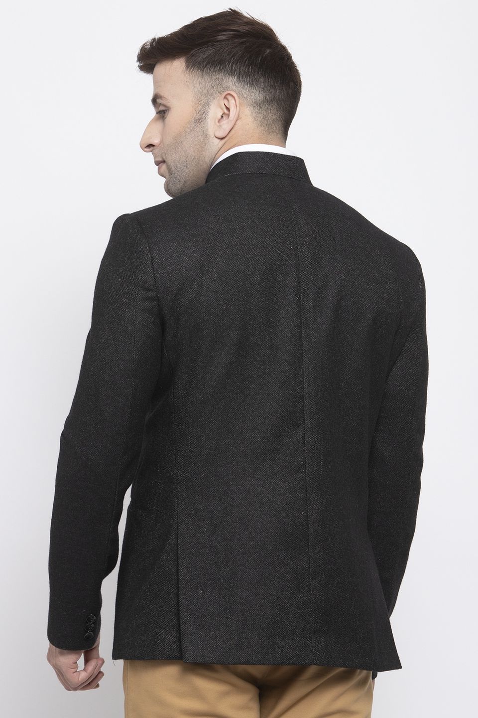 Wintage Men s Tweed Wool Casual and Festive Blazer Coat Jacket Black