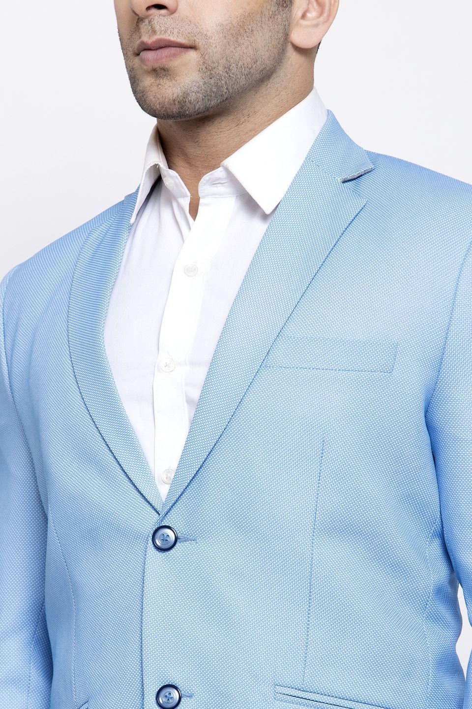Shirt combination with sky blue blazer online