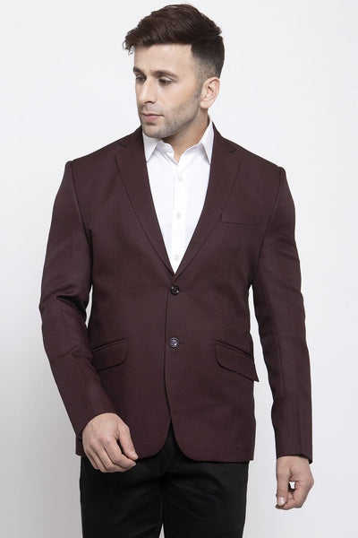 WINTAGE Men's Polyester Cotton Festive and Casual Blazer Coat Jacket : Brown