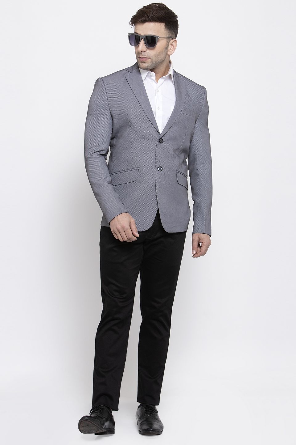 WINTAGE Men s Polyester Cotton Festive and Casual Blazer Coat Jacket Silver