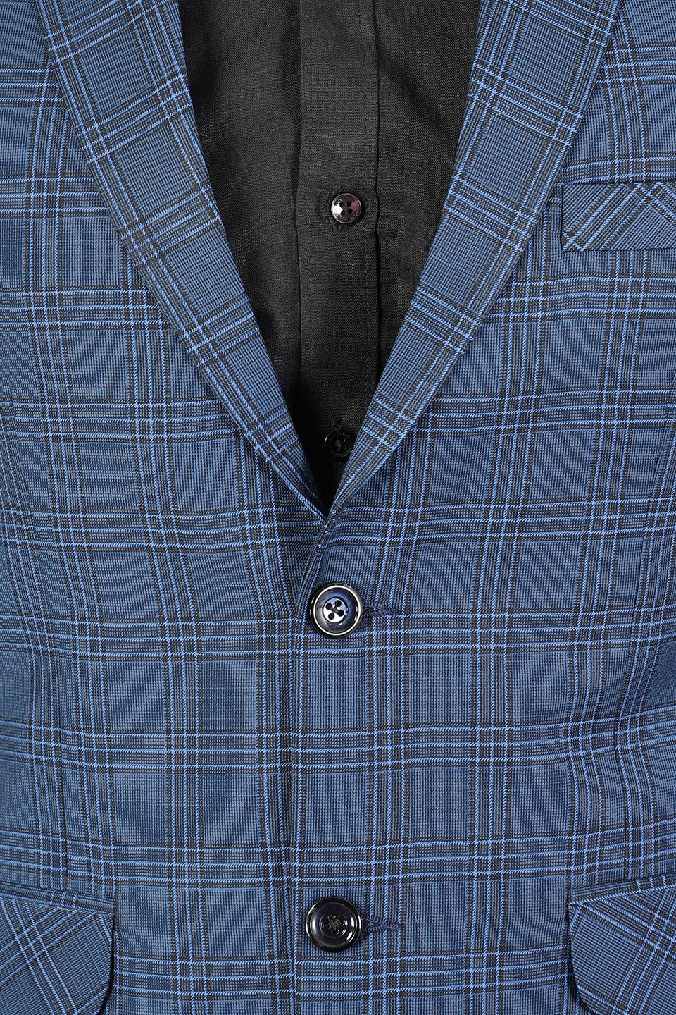 PV Wool Checkered Blue Blazer