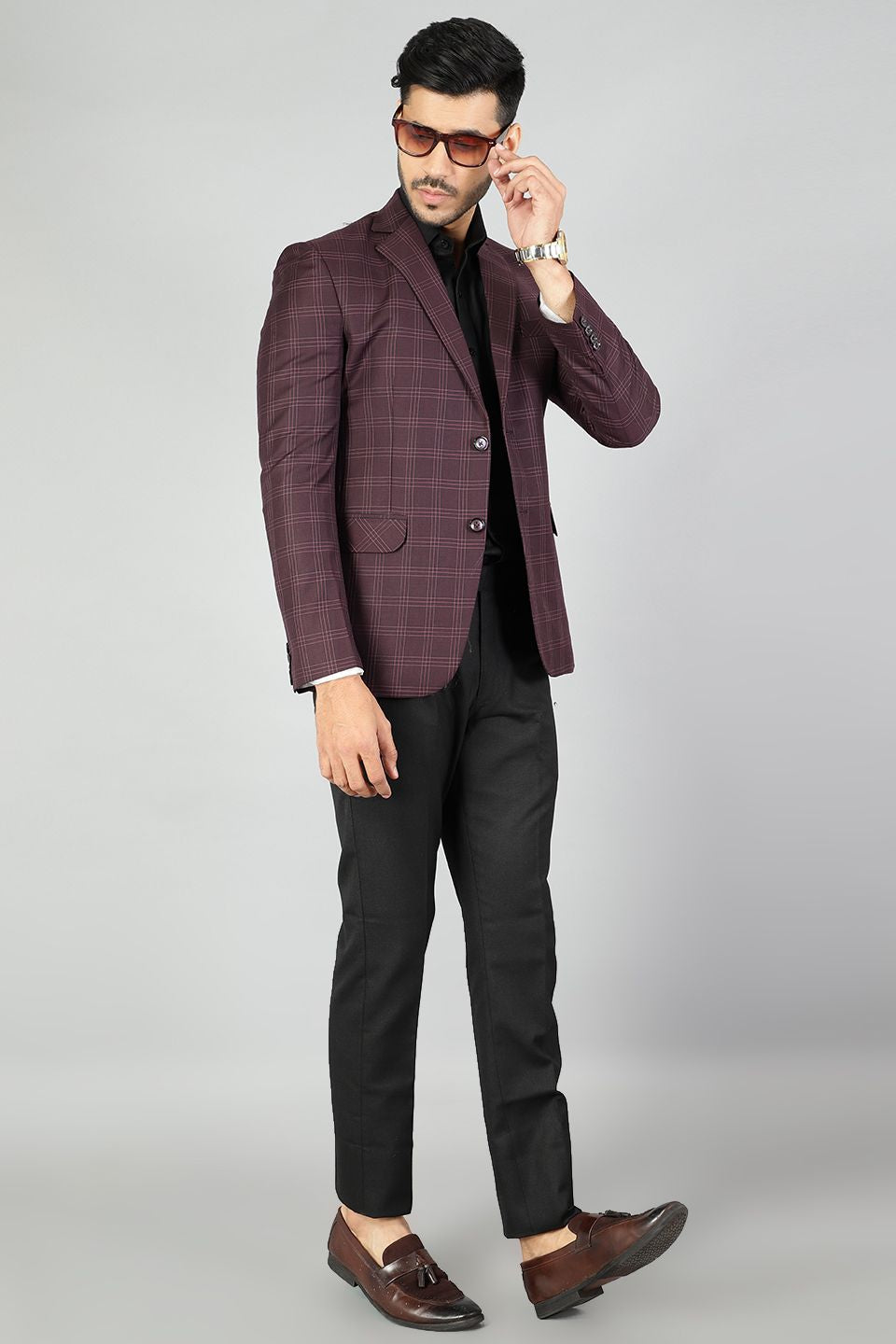 PV Wool Checkered Brown Blazer