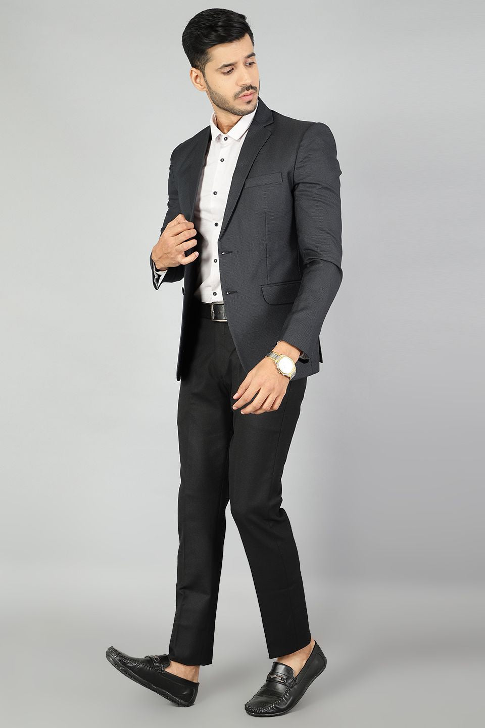Buy Polyester Cotton Plain Black Blazer From WINTAGE Online