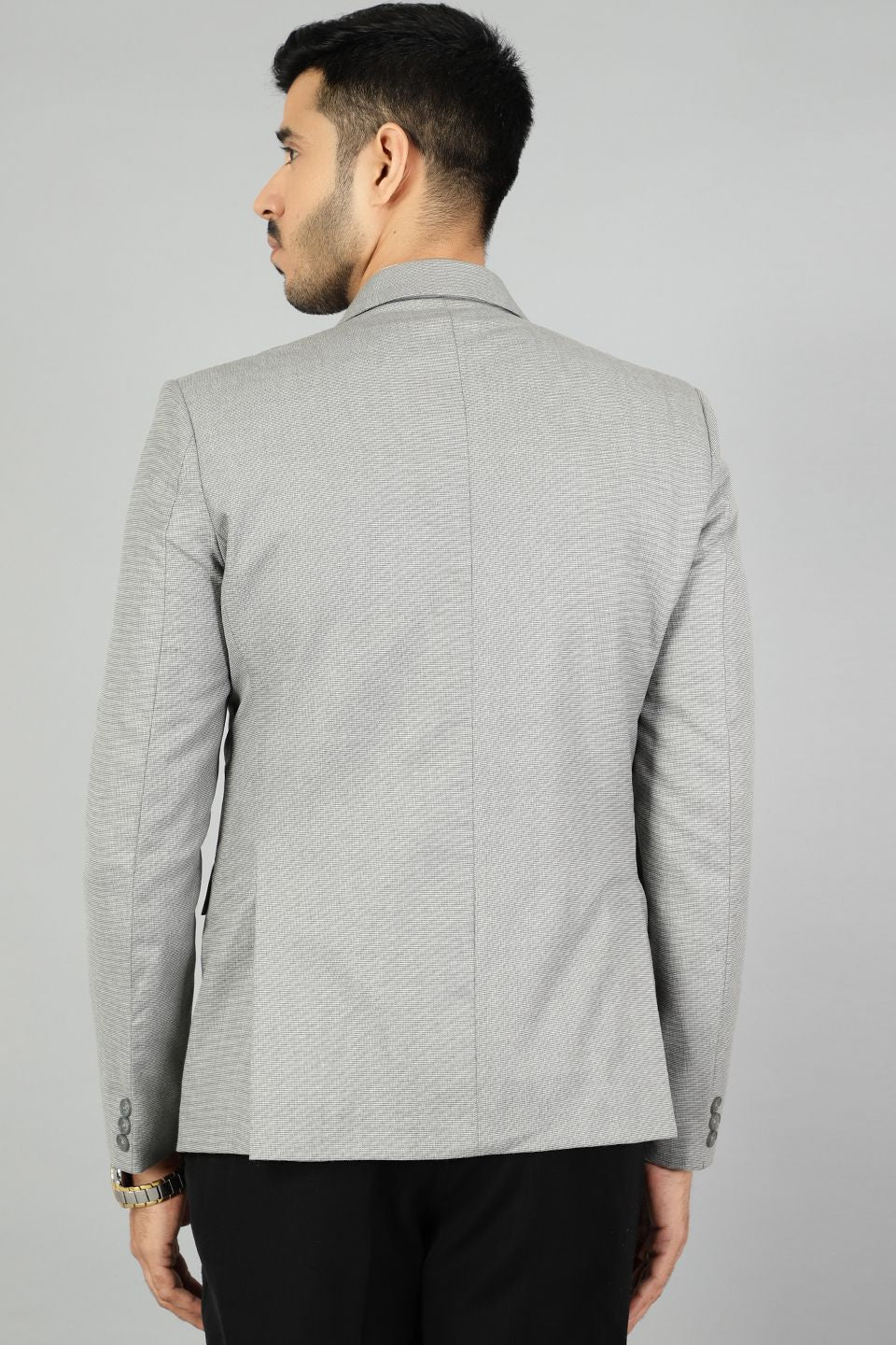 Polyester Cotton Plain Grey Blazer