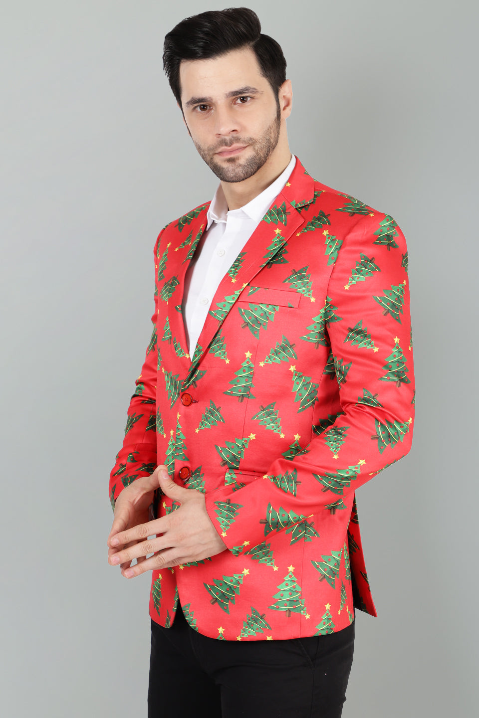 Polyester Christmas Red Blazer