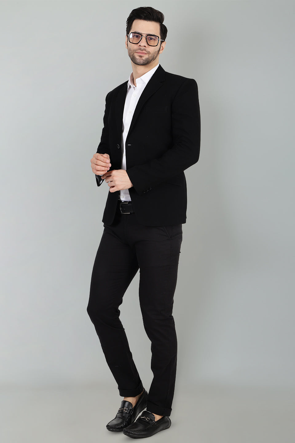Polyester Cotton Black Blazer