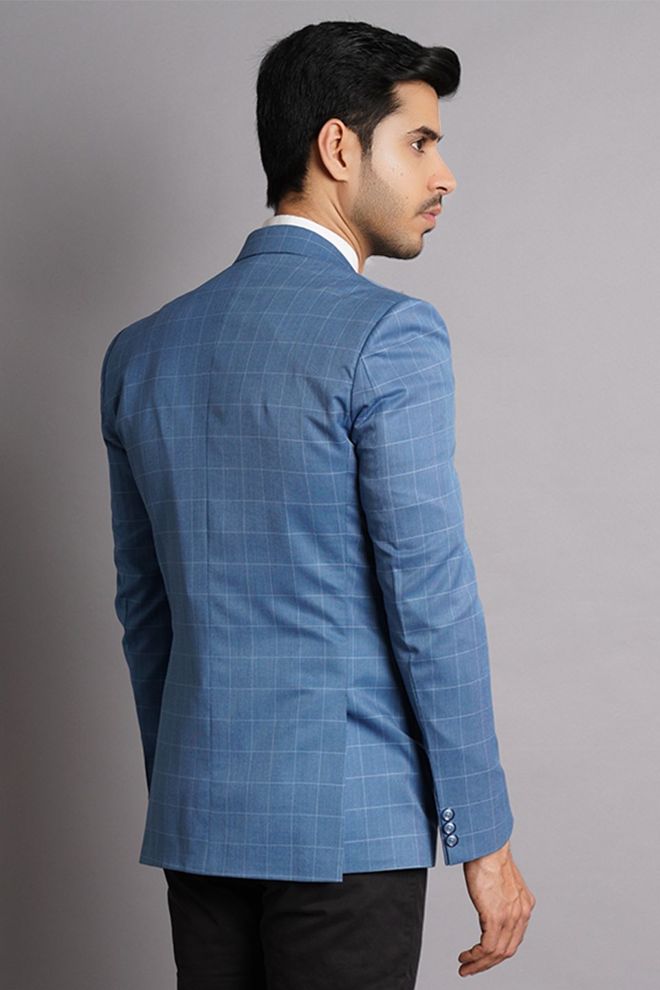 Poly Viscose (by Raymond's Mills) Blue Checkered Blazer