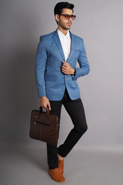Poly Viscose (by Raymond's Mills) Blue Checkered Blazer