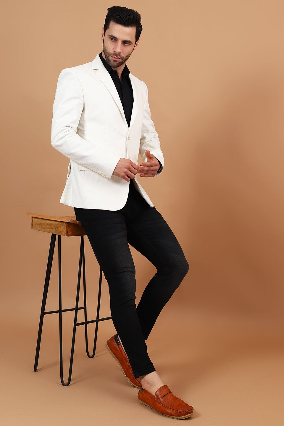 Buy Wintage Men s Corduroy Cotton Off White Blazer Off White