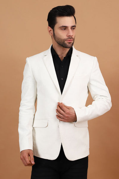Buy Wintage Men's Corduroy Cotton Off-White Blazer Off-White