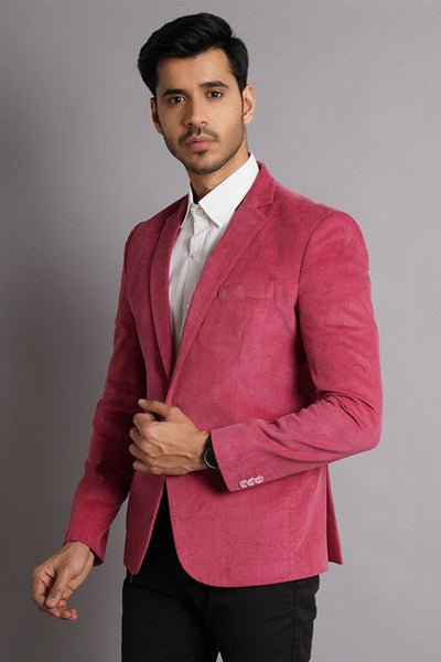Corduroy Cotton Pink Solid Blazer