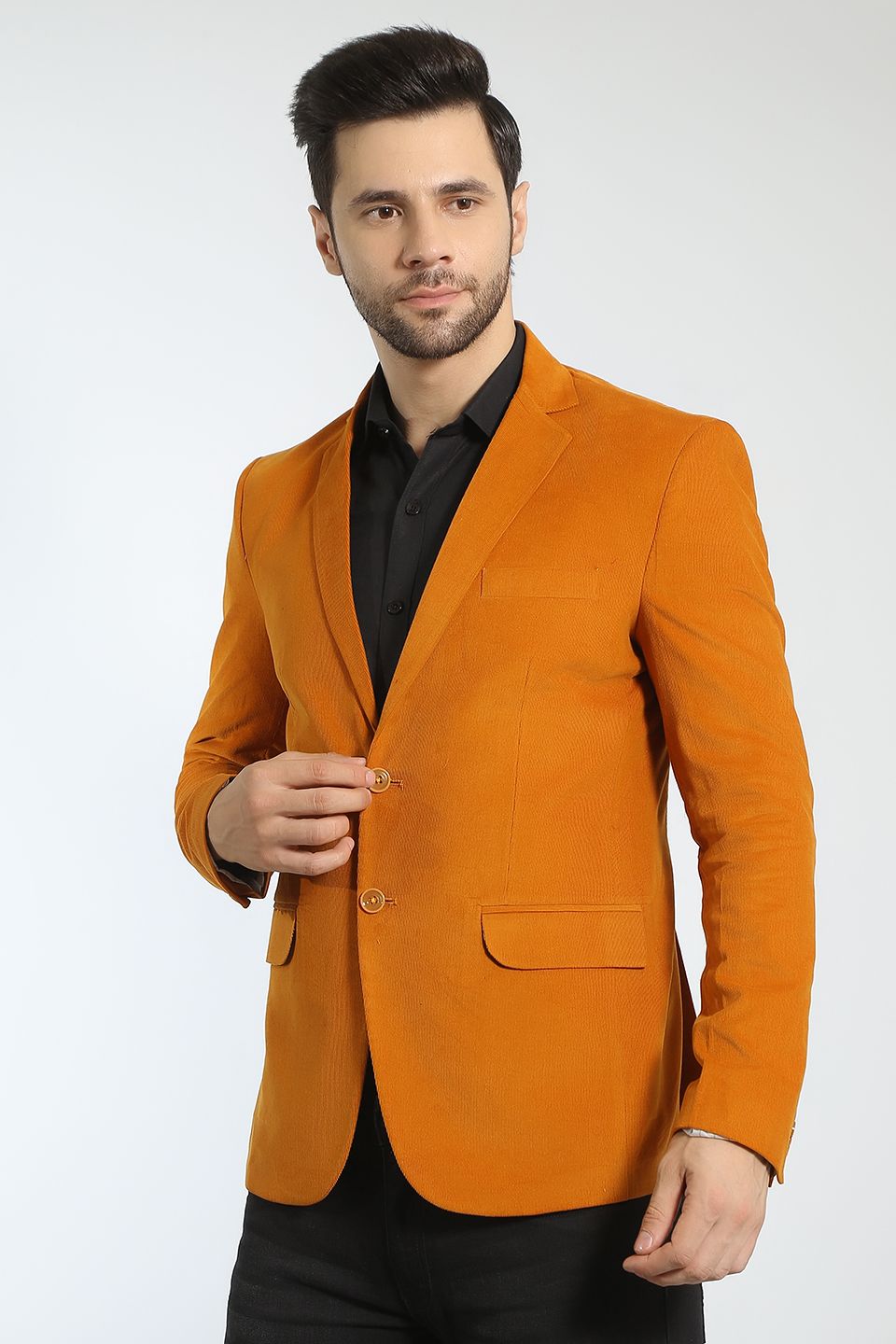 WINTAGE Men s Corduroy Cotton Orange Blazer Orange