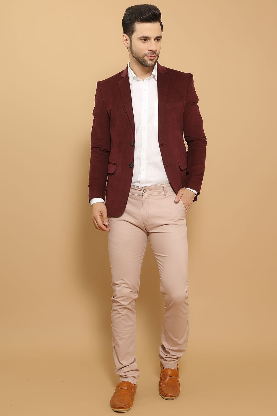 WINTAGE Men s Corduroy Cotton Maroon Blazer Maroon