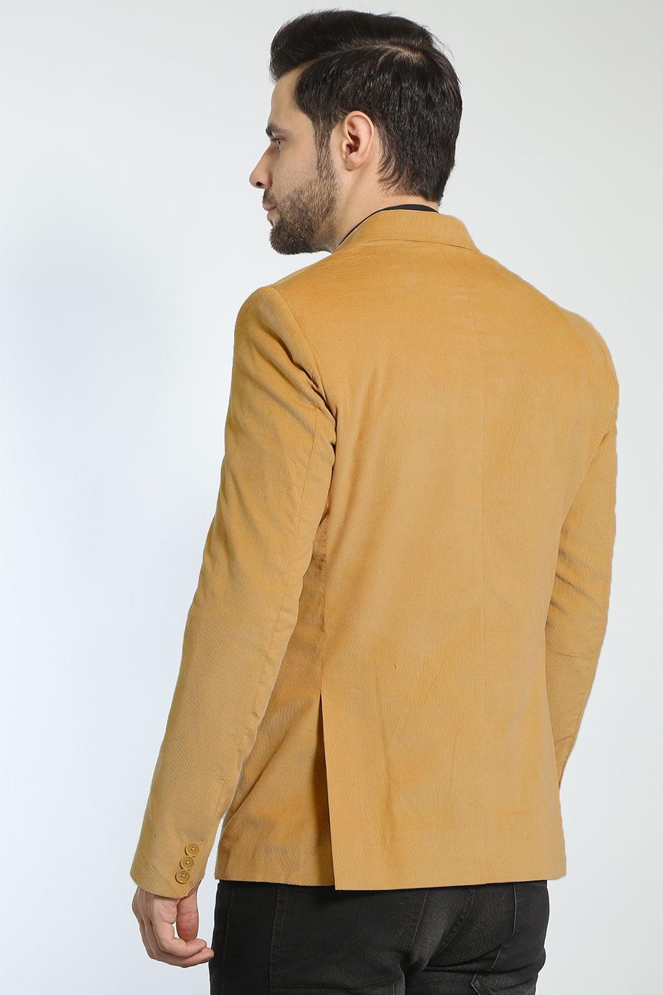 WINTAGE Men s Corduroy Cotton Yellow Blazer Yellow