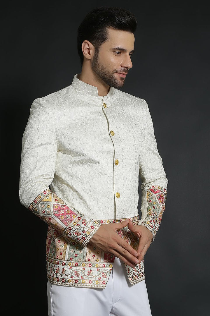 WINTAGE Men s Cotton Silk Cream 1 Blazer Cream 1