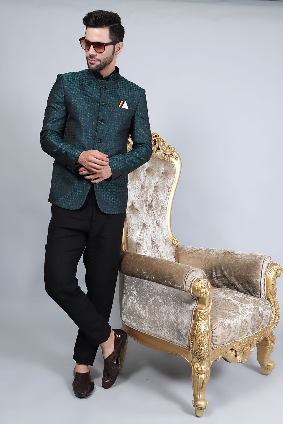 Banarasi Rayon Cotton Green Blazer