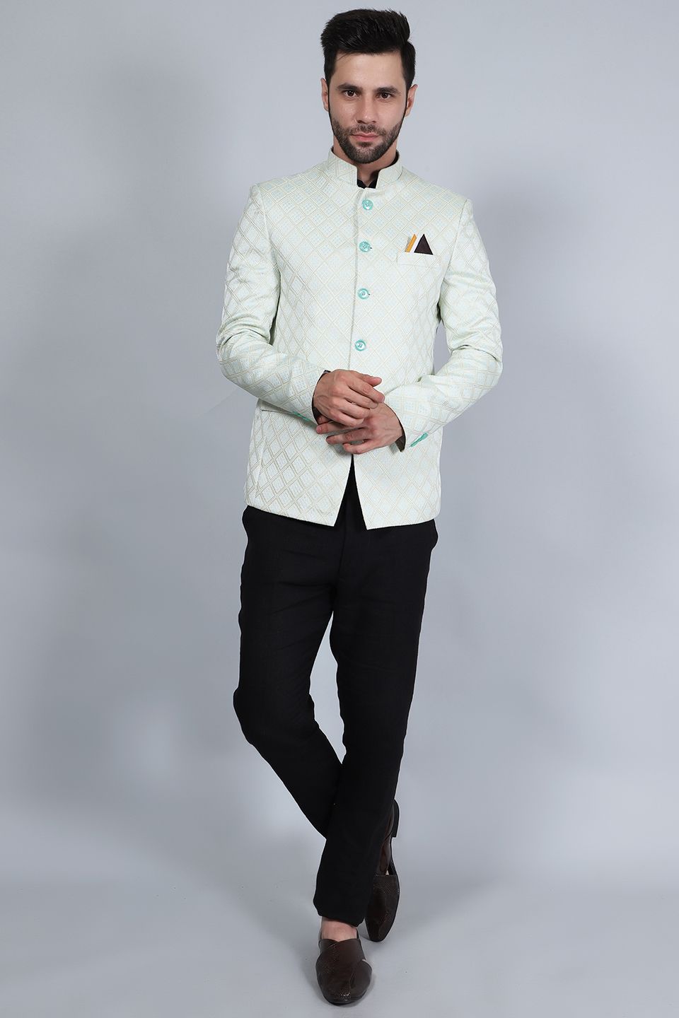 Banarasi Rayon Cotton Silver Blazer