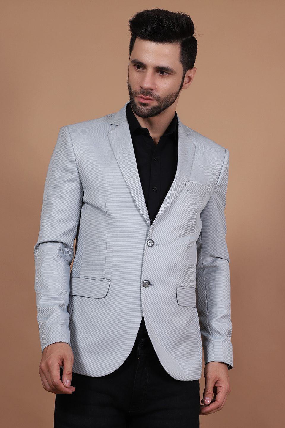 Polyester Cotton Silver Blazer