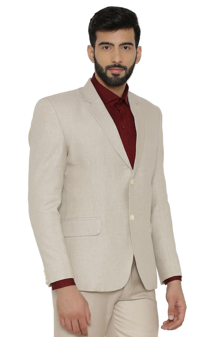 Wintage Men's Linen Tailored Fit Solid Evening/Casual Blazer Coat Jacket Beige