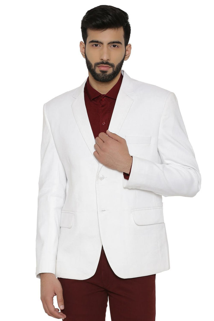 Wintage Men's Linen Tailored Fit Solid Evening/Casual Blazer Coat Jacket White