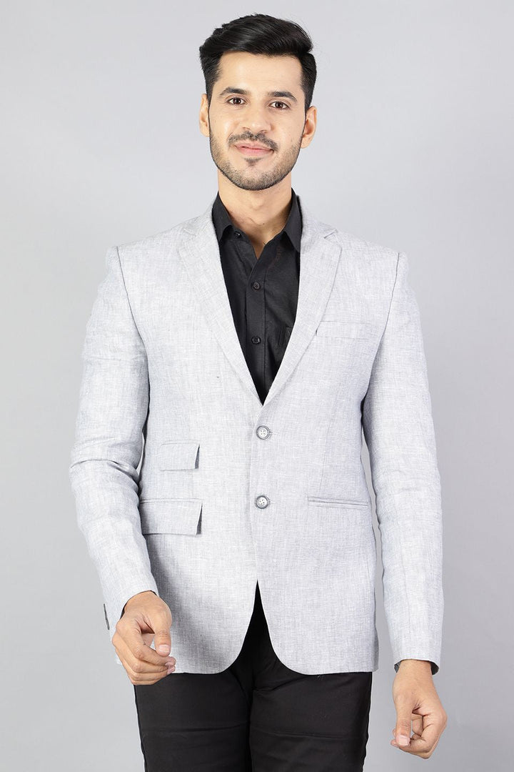 100 Pure Linen Silver Blazer