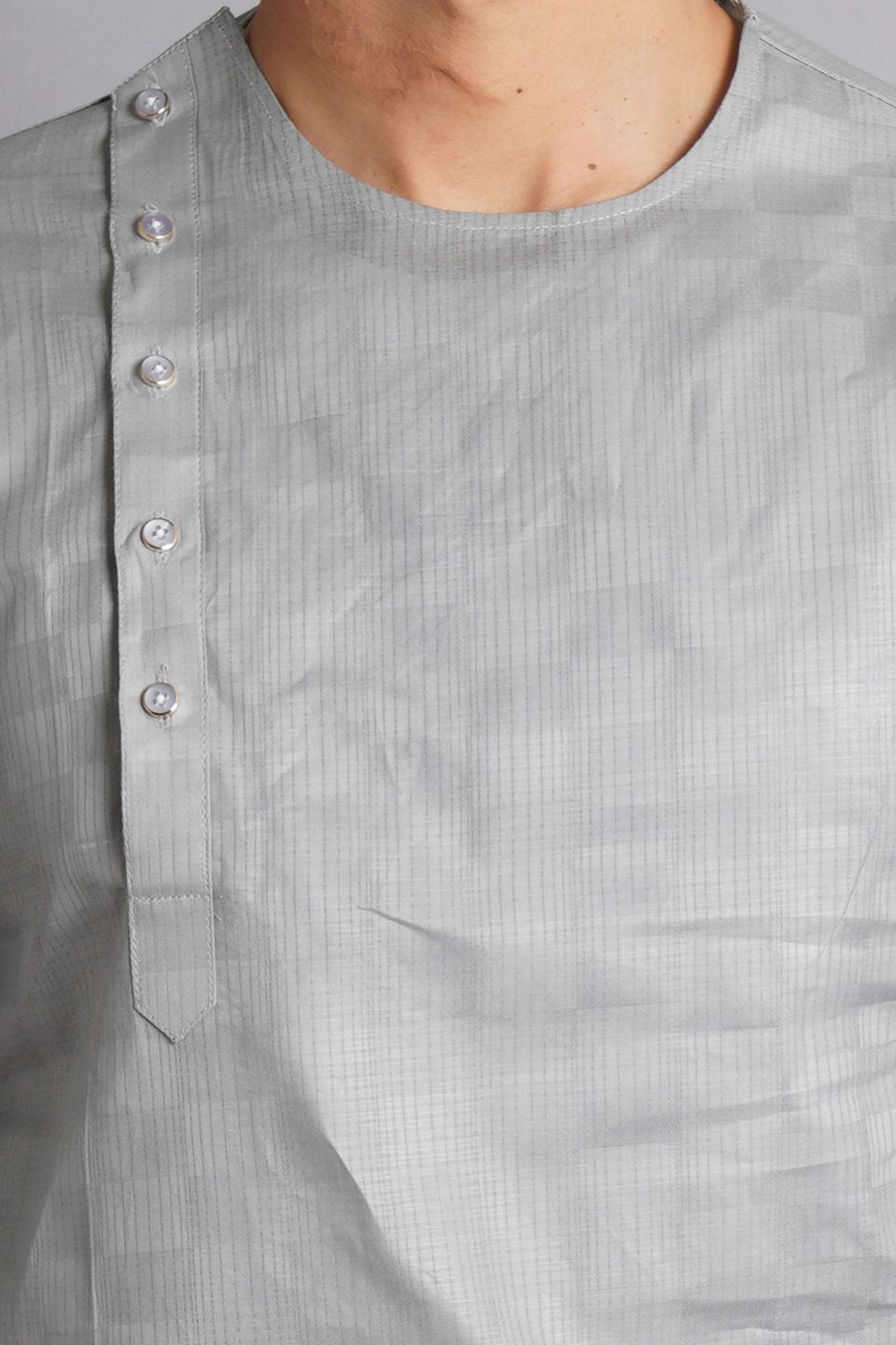 Cotton Grey Solid Kurta Dhoti